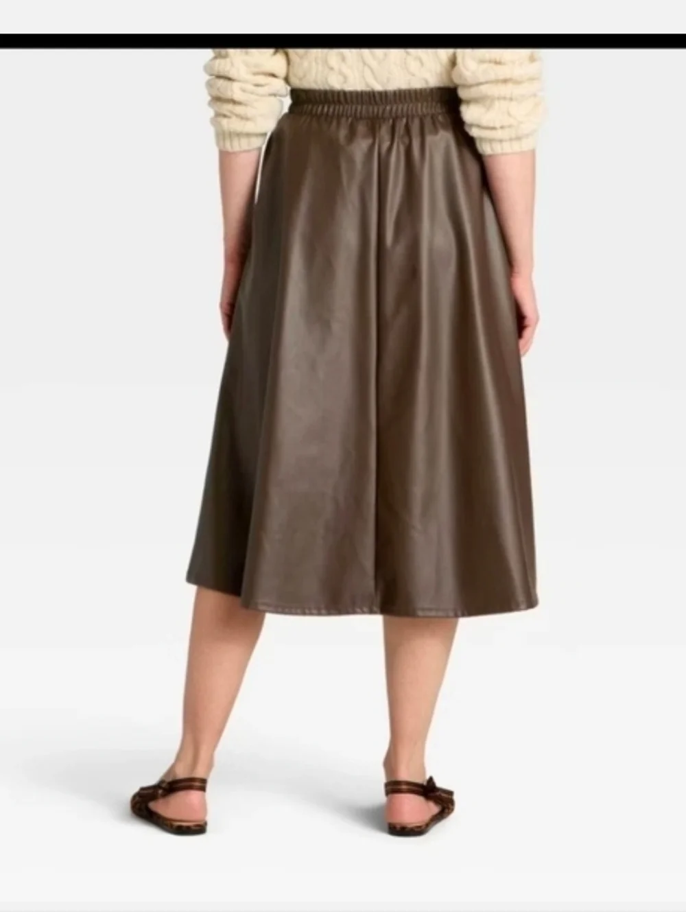 A New Day Women's Faux Leather Skirt Dark Brown Size M